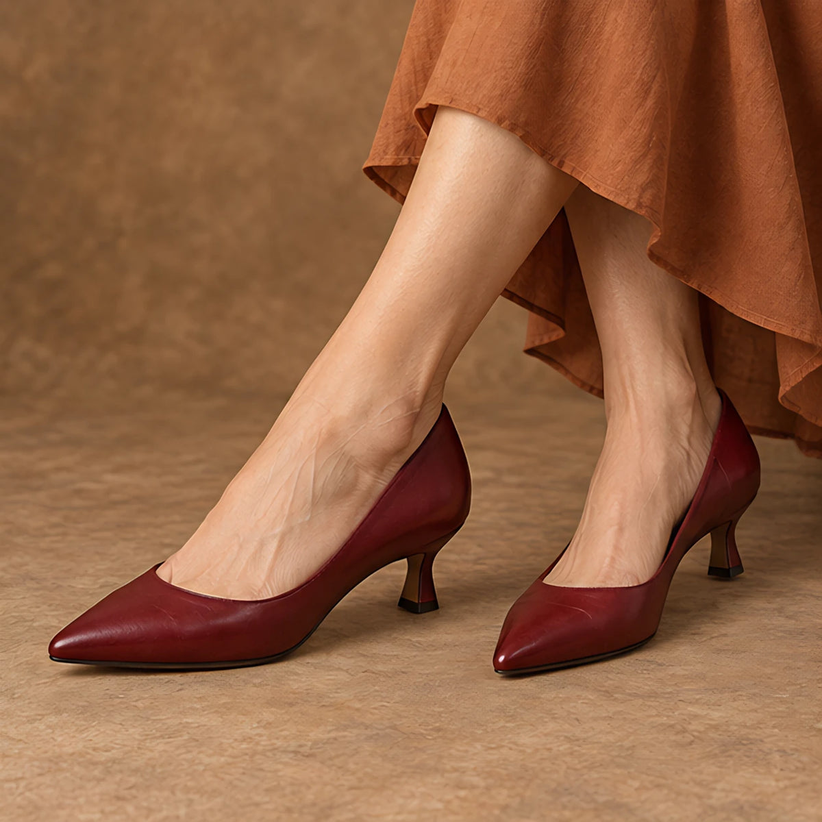 Isabeau Women's Orthopedic Pointed-Toe Pumps - Reddish Brown - female - Hendlys - Image 4