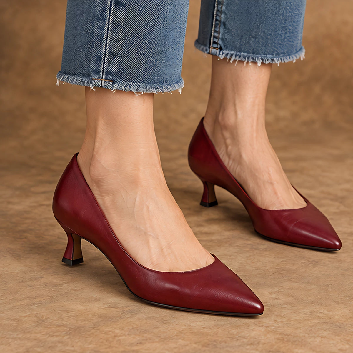 Isabeau Women's Orthopedic Pointed-Toe Pumps - Reddish Brown - Women's Footwear > Heels > Pointed-Toe Pumps - Hendlys - Image 1