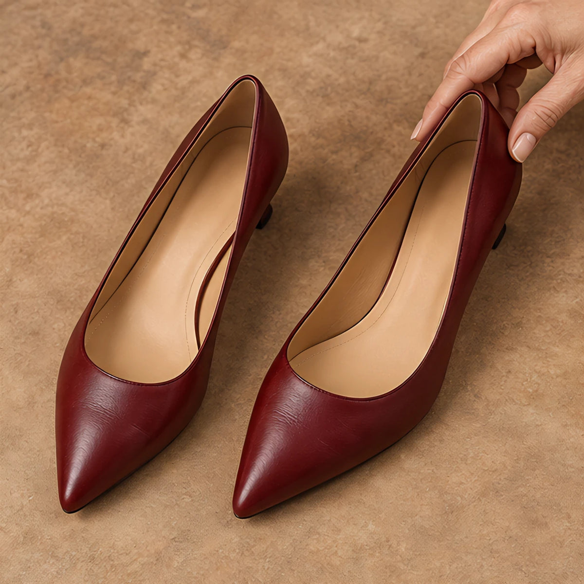 Isabeau Women's Orthopedic Pointed-Toe Pumps - Reddish Brown - Shoes - Hendlys - Image 2