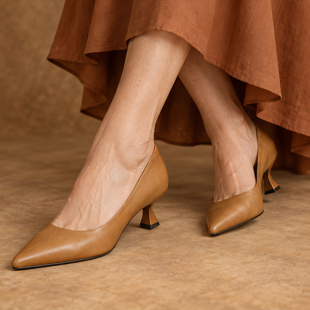 Isabeau Women's Orthopedic Pointed-Toe Pumps - Beige - female - Hendlys - Image 4