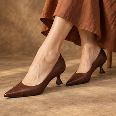 Isabeau Women's Orthopedic Pointed-Toe Pumps - Brown - female - Hendlys - Image 4