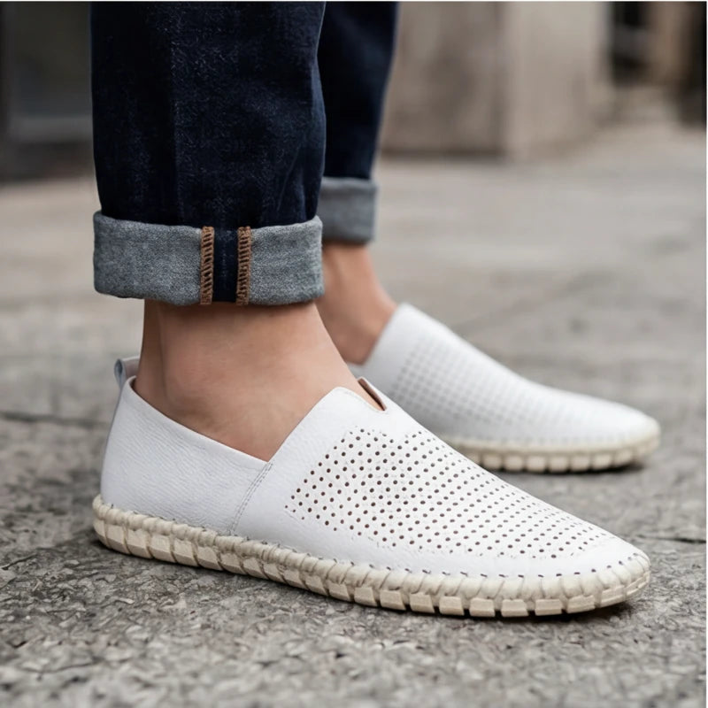 Sartoria Italia Loafers - White - perforated loafers - Hendlys - Image 4