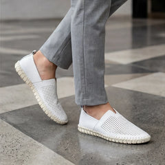 Sartoria Italia Loafers - White - hand-stitched - Hendlys - Image 5