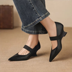 Marla Genuine Leather Heels - Black - sharp toe - Hendlys - Image 6