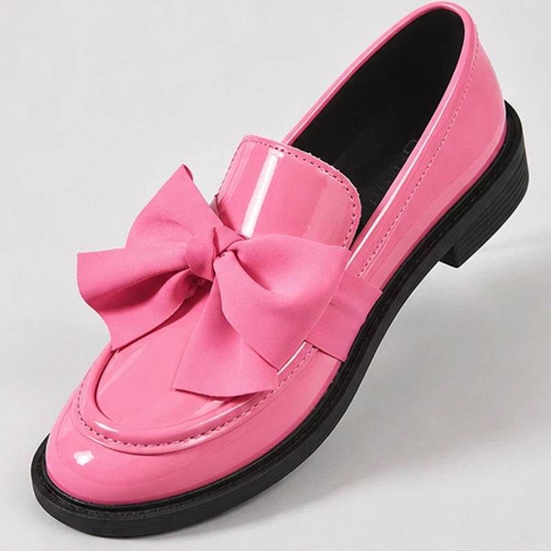 Jolie Patent Bow Loafer - Pink - Loafers - Hendlys - Image 1