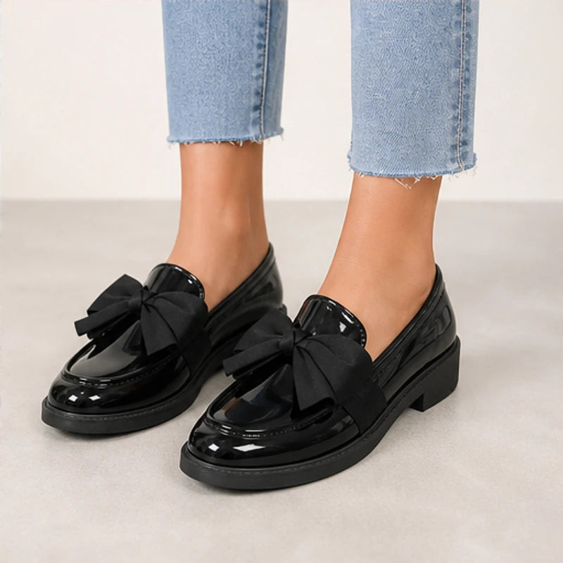 Jolie Patent Bow Loafer - Black - preppy style - Hendlys - Image 7