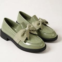 Jolie Patent Bow Loafer - Green - Loafers - Hendlys - Image 1