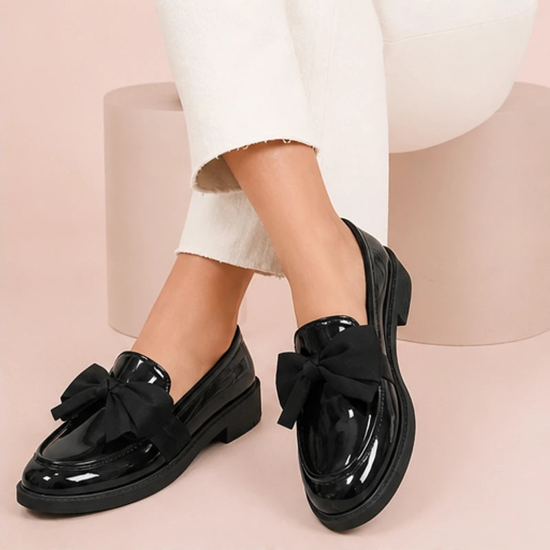 Jolie Patent Bow Loafer - Black - vegan leather - Hendlys - Image 5