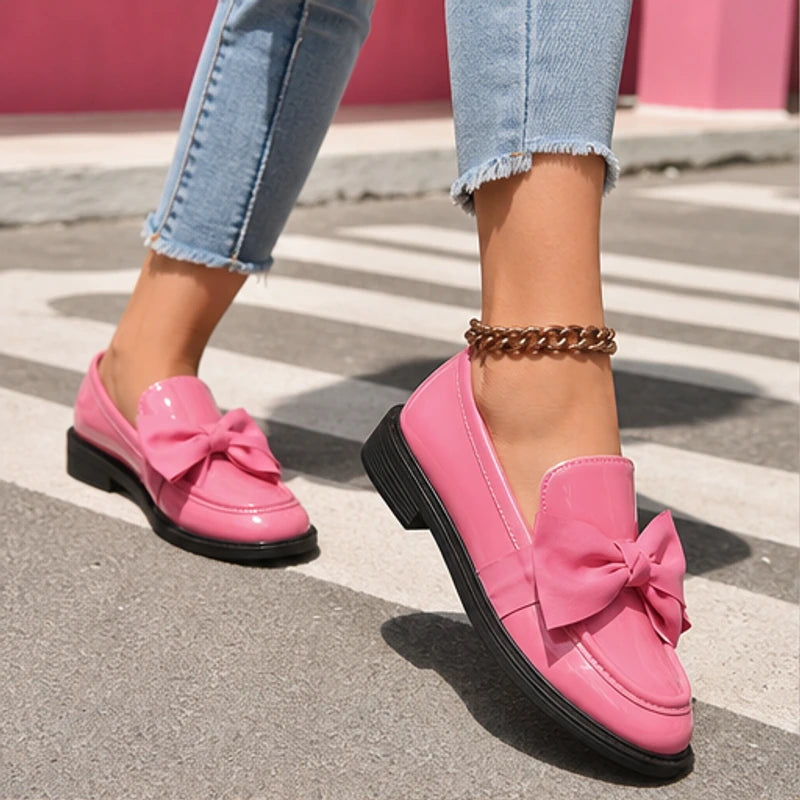 Jolie Patent Bow Loafer - Pink - vegan leather - Hendlys - Image 5