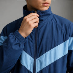 Jorren Retro Chevron Windbreaker Jacket - Blue - windbreaker jacket - Hendlys - Image 3
