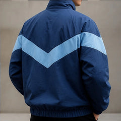Jorren Retro Chevron Windbreaker Jacket - Blue - Clothing > Outerwear > Windbreaker Jackets - Hendlys - Image 2
