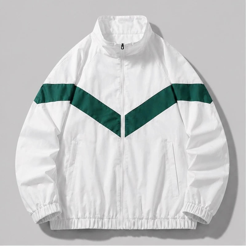 Jorren Retro Chevron Windbreaker Jacket - White - windbreaker jacket - Hendlys - Image 3