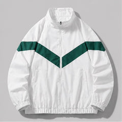 Jorren Retro Chevron Windbreaker Jacket - White - windbreaker jacket - Hendlys - Image 3