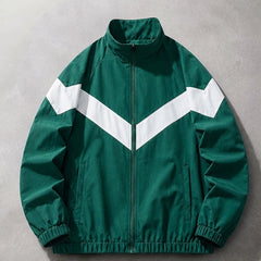Jorren Retro Chevron Windbreaker Jacket - Green - outerwear - Hendlys - Image 4
