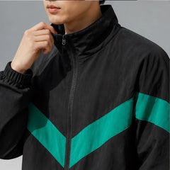 Jorren Retro Chevron Windbreaker Jacket - Black - Clothing > Outerwear > Windbreaker Jackets - Hendlys - Image 2