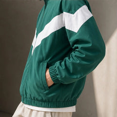 Jorren Retro Chevron Windbreaker Jacket - Green - Clothing > Outerwear > Windbreaker Jackets - Hendlys - Image 2