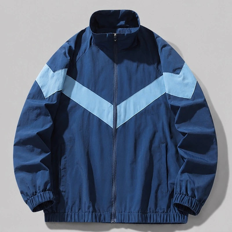 Jorren Retro Chevron Windbreaker Jacket - Blue - outerwear - Hendlys - Image 4