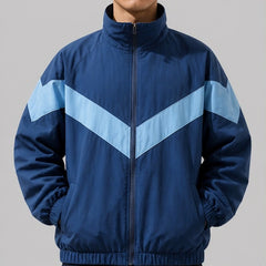 Jorren Retro Chevron Windbreaker Jacket - Blue - Clothing > Outerwear > Windbreaker Jackets - Hendlys - Image 1