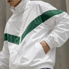 Jorren Retro Chevron Windbreaker Jacket - White - Clothing > Outerwear > Windbreaker Jackets - Hendlys - Image 2