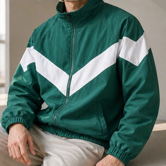 Jorren Retro Chevron Windbreaker Jacket - Green - windbreaker jacket - Hendlys - Image 3