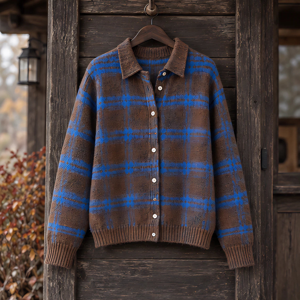 Josette Women's Plaid Knit Cardigan - Coffee Brown - CLO-TOP-KNIT - Hendlys - Image 3