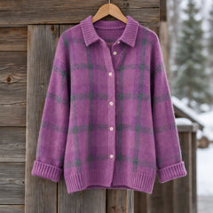 Josette Women's Plaid Knit Cardigan - Lila - CLO-TOP-KNIT - Hendlys - Image 3