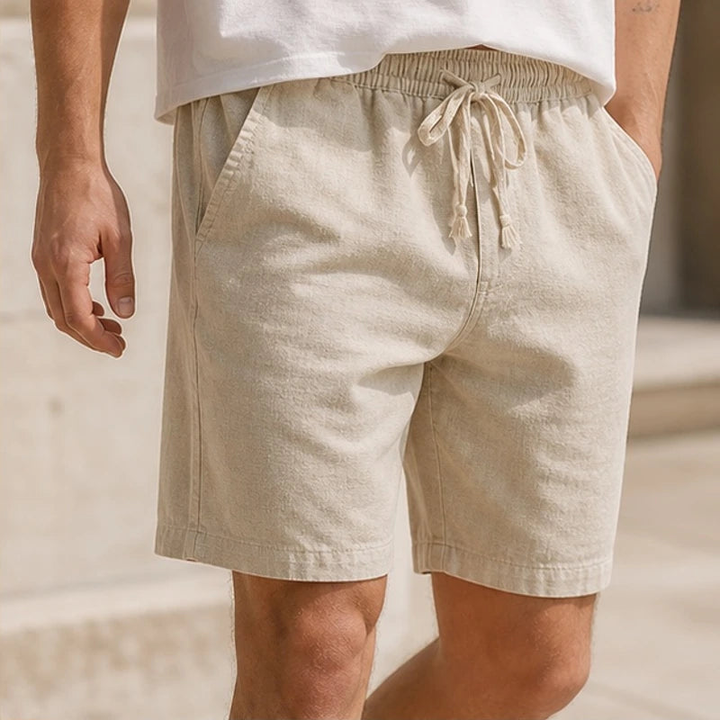 Kaito Drawstring Shorts - Beige - men's shorts - Hendlys - Image 2
