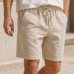 Kaito Drawstring Shorts - Beige - men's shorts - Hendlys - Image 2
