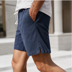 Kaito Drawstring Shorts - Navy Blue - linen blend - Hendlys - Image 5