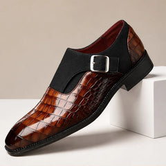 Kilburn Croc-Embossed Leather Monk Strap Loafers - Brown - Men's Footwear > Monk Strap Loafers - Hendlys - Image 1
