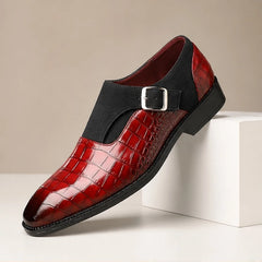 Kilburn Croc-Embossed Leather Monk Strap Loafers - Burgundy - Men's Footwear > Monk Strap Loafers - Hendlys - Image 1