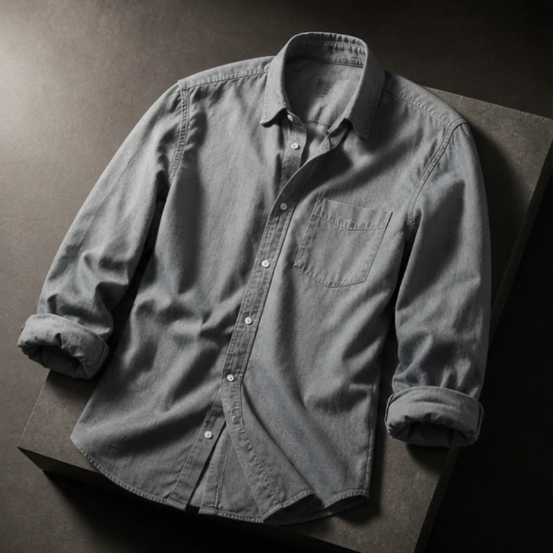 Henderson Cotton Oxford Shirt - Gray - men's shirt - Hendlys - Image 2