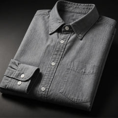 Henderson Cotton Oxford Shirt - Gray - cotton shirt - Hendlys - Image 4