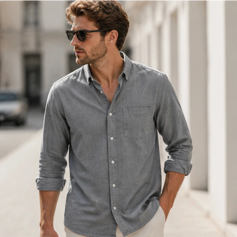 Henderson Cotton Oxford Shirt - Gray - everyday shirt - Hendlys - Image 8