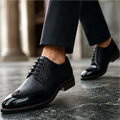 Belgrave Brogue Dress Shoe - Black - leather shoes - Hendlys - Image 4