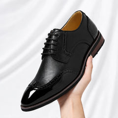 Belgrave Brogue Dress Shoe - Black - Shoes - Hendlys - Image 1