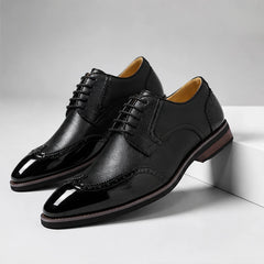 Belgrave Brogue Dress Shoe - Black - mens dress shoes - Hendlys - Image 2