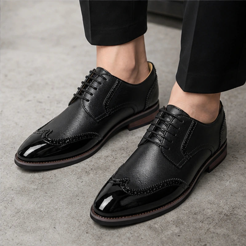 Belgrave Brogue Dress Shoe - Black - patent leather - Hendlys - Image 5