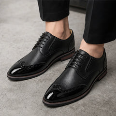 Belgrave Brogue Dress Shoe - Black - patent leather - Hendlys - Image 5