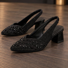 Laudine Women's Rhinestone Slingback Pumps - Black - female - Hendlys - Image 3