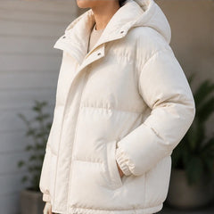Laurelle Hooded Puffer Jacket - Cream - Catalog Group: Clothing - Hendlys - Image 2