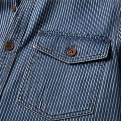 Lazaroa Striped Vintage Denim Shirt - Light Denim Blue - striped shirt - Hendlys - Image 4