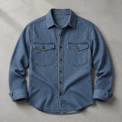 Lazaroa Striped Vintage Denim Shirt - Light Denim Blue - denim shirt - Hendlys - Image 3