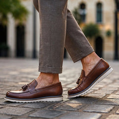 Leandro Tassel Slip-On Loafers - Brown - tassel loafers - Hendlys - Image 3