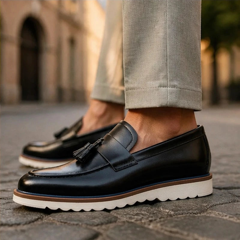 Leandro Tassel Slip-On Loafers - Black - Shoes - Hendlys - Image 1