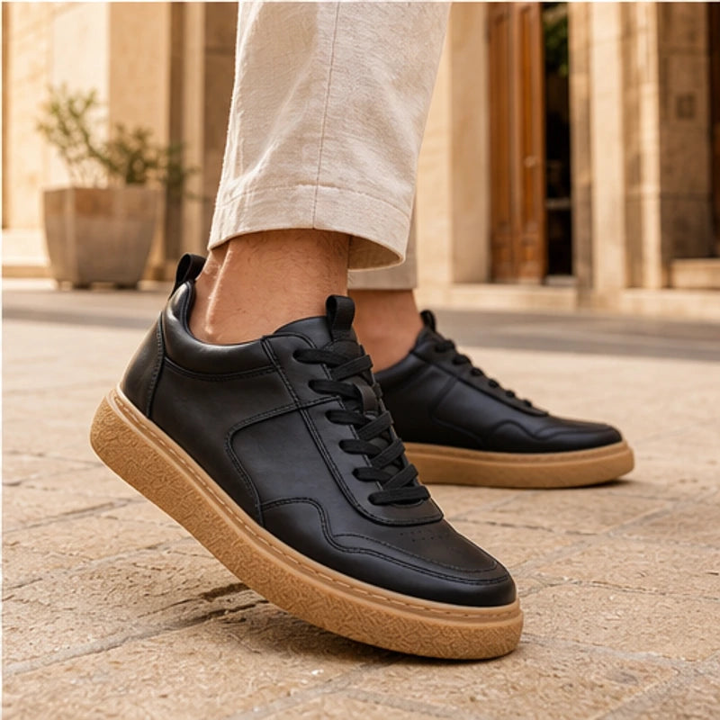 Lehman Leather Sneakers - Black - casual sneakers - Hendlys - Image 2