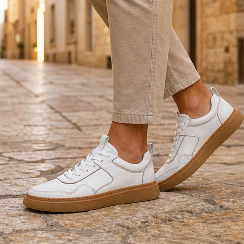 Lehman Leather Sneakers - White - casual sneakers - Hendlys - Image 2