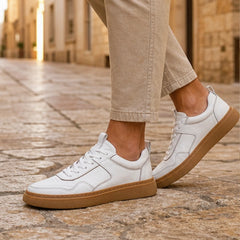 Lehman Leather Sneakers - White - casual sneakers - Hendlys - Image 2