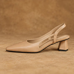 Leonette Women's Low Block-Heel Slingback Pumps - Beige - Shoes - Hendlys - Image 3