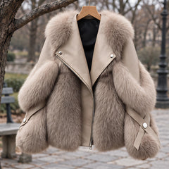 Letitia Women's Oversized Fur Winter Coat - Light Brown - Women's Clothing > Outerwear > Winter Coats - Hendlys - Image 3